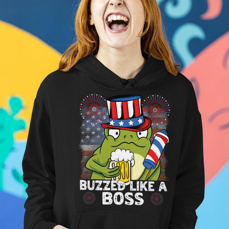 Buzzed Like A Boss 4Th Of July American Flag Frog Men Women Women Hoodie Gifts for Her