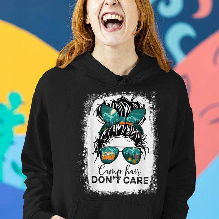 Camp Hair Dont Care Camper Camping Messy Bun Hair Women Hoodie Gifts for Her