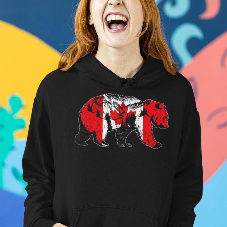 Canadian Bear & Maple Leaf Canada Flag Patriotic Men Women Women Hoodie Gifts for Her