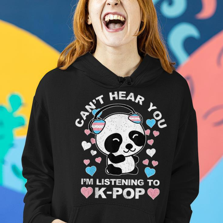 Cant Hear You Im Listening To K-Pop Panda Trans Lgbt Pride Women Hoodie Gifts for Her