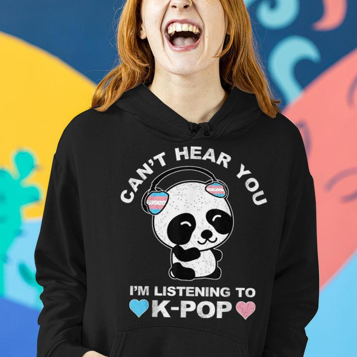 Cant Hear You Im Listening To K-Pop Trans Panda Lgbt Pride Women Hoodie Gifts for Her