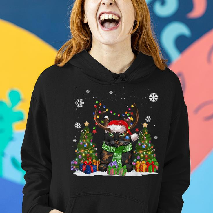Cat Lover Tortoiseshell Cat Santa Hat Ugly Christmas Sweater Women Hoodie Gifts for Her