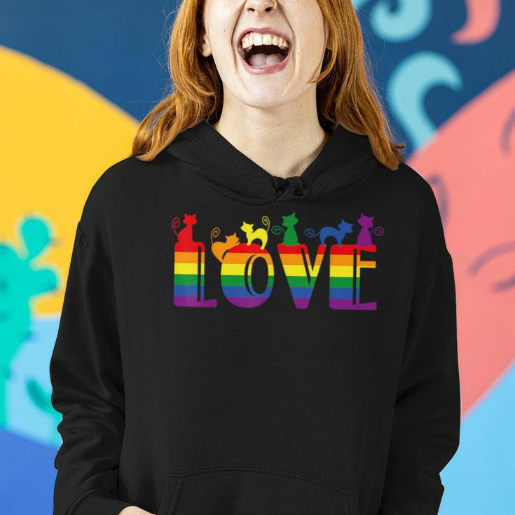 Cat Stack Rainbow Gay Pride Funny Lgbt Animal Pet Lover Women Hoodie Gifts for Her