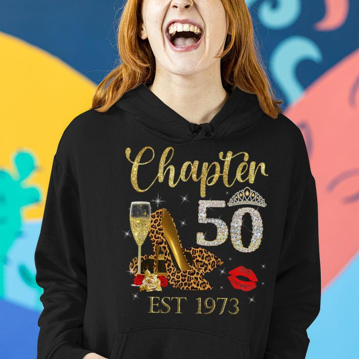Chapter 50 Years Est 1973 50Th Birthday Wine Leopard Shoe Women Hoodie Gifts for Her
