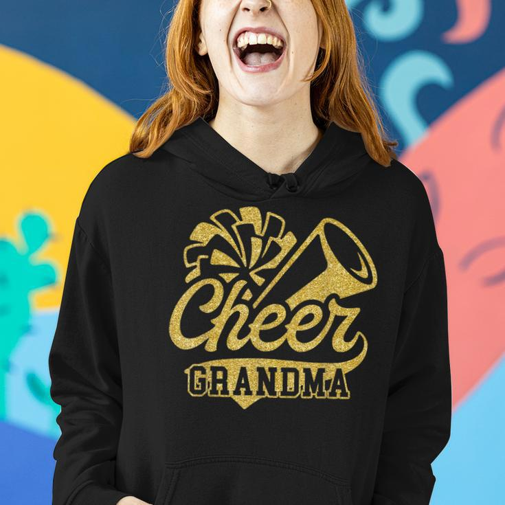 Cheer Grandma Biggest Fan Black Yellow Gold Pom Pom Women Hoodie Gifts for Her