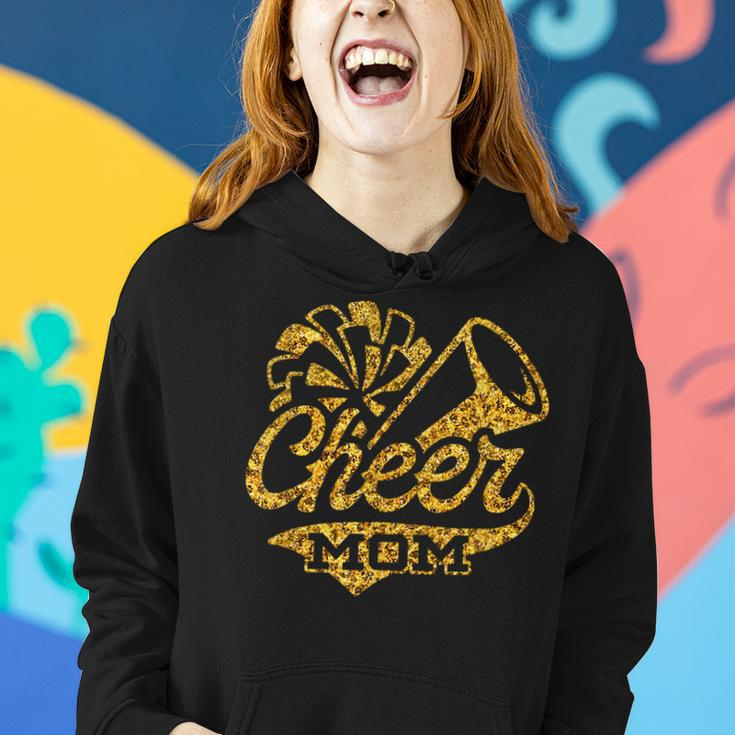 Cheer Mom Biggest Fan Cheerleader Black Yellow Gold Pom Pom Women Hoodie Gifts for Her
