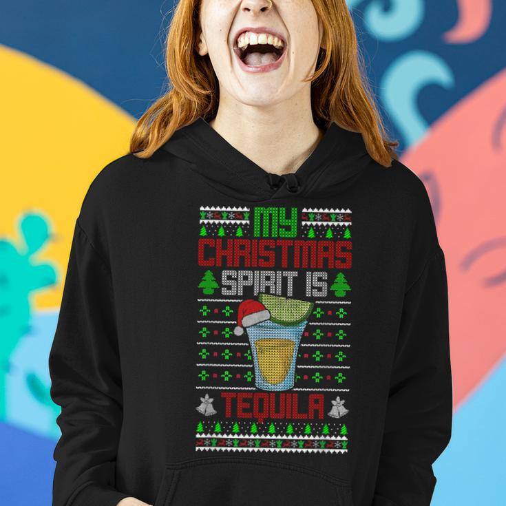 My Christmas Spirit Is Tequila Drinking Ugly Sweater Women Hoodie Gifts for Her