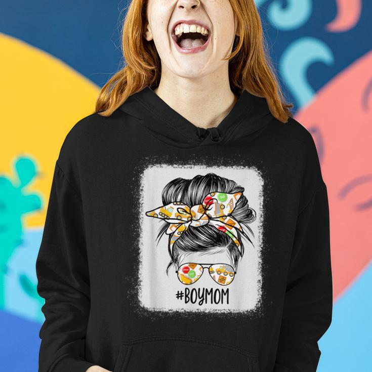 Construction Boy Mom Messy Bun Hair Women Hoodie Gifts for Her