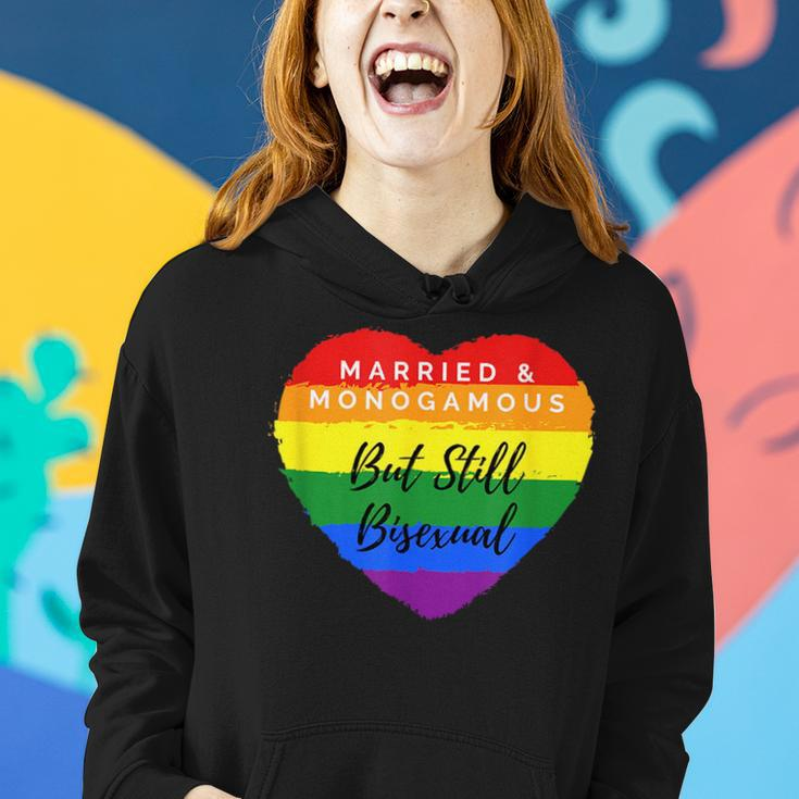 Cool Pride Married But Still Bisexual Rainbow Heart Women Hoodie Gifts for Her