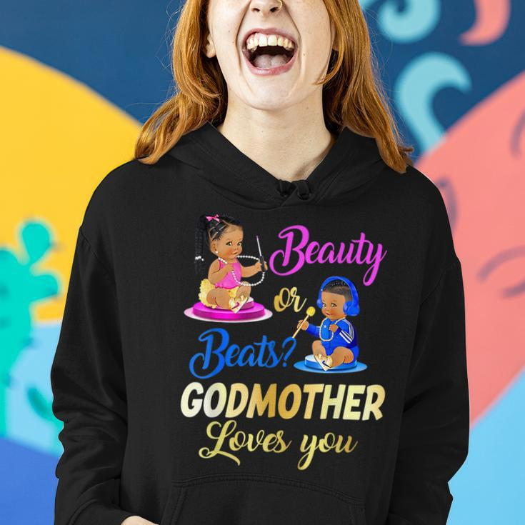 Cute Beauty Or Beat Godmother Loves You Gender Reveal Party Women Hoodie Gifts for Her