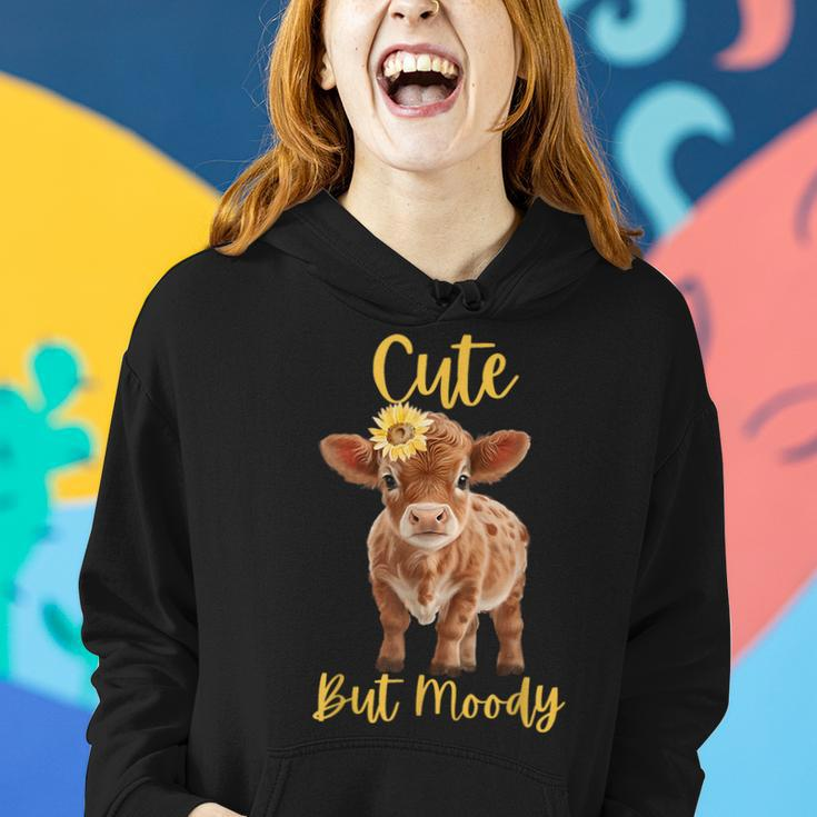 Cute Cow-Moody Cow Lovers Farm Cowgirl Baby Cow An Sunflower Women Hoodie Gifts for Her