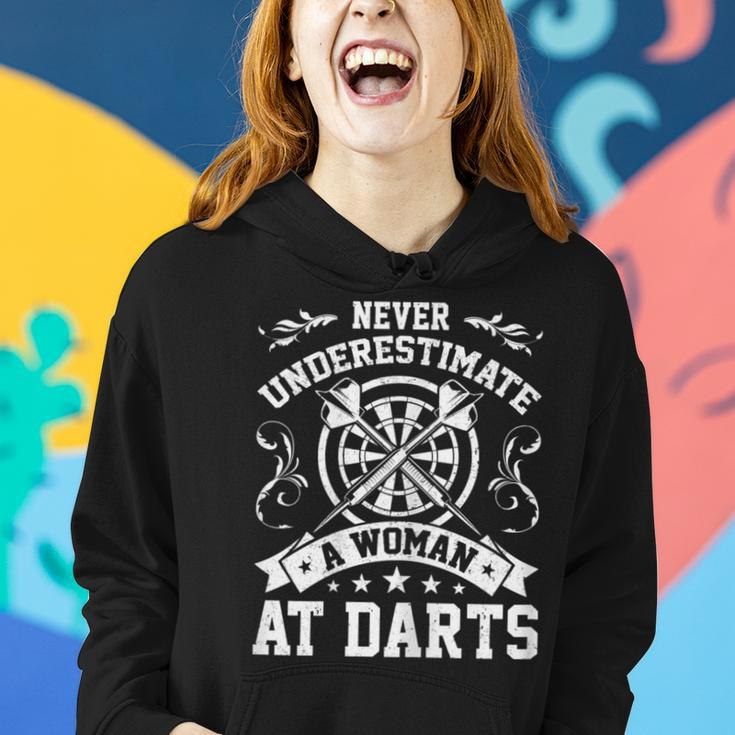 Dart Player Cool Quote Never Underestimate A Women At Darts Gift For Womens Women Hoodie Gifts for Her