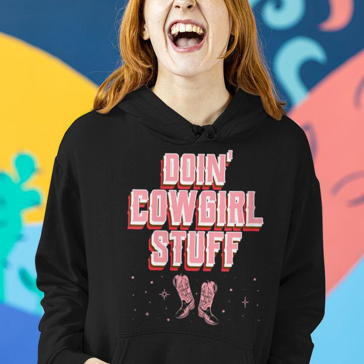 Doing Cowgirl Stuff Pink Boots Womens Girls Cow Girl Women Hoodie Gifts for Her