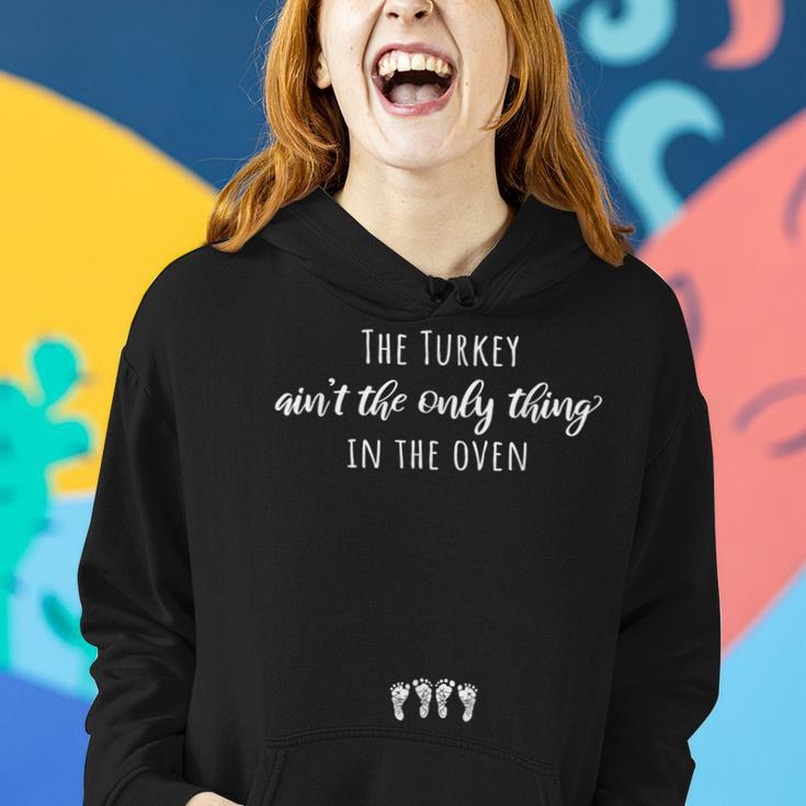 Expecting Mom Thanksgiving Turkey Oven Twin Pregnancy Reveal Women Hoodie Gifts for Her