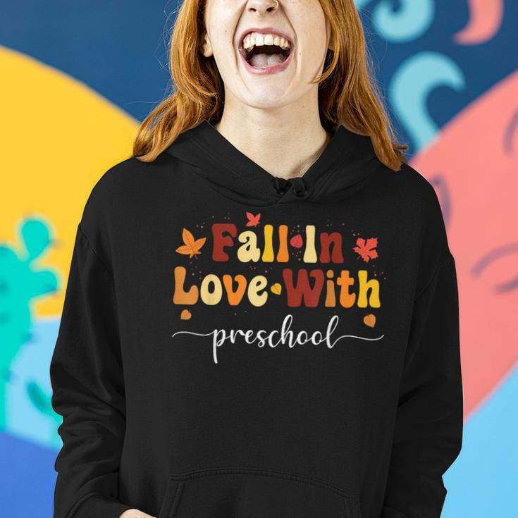 Fall Teacher Fall In Love With Preschool Thanksgiving Women Hoodie Gifts for Her