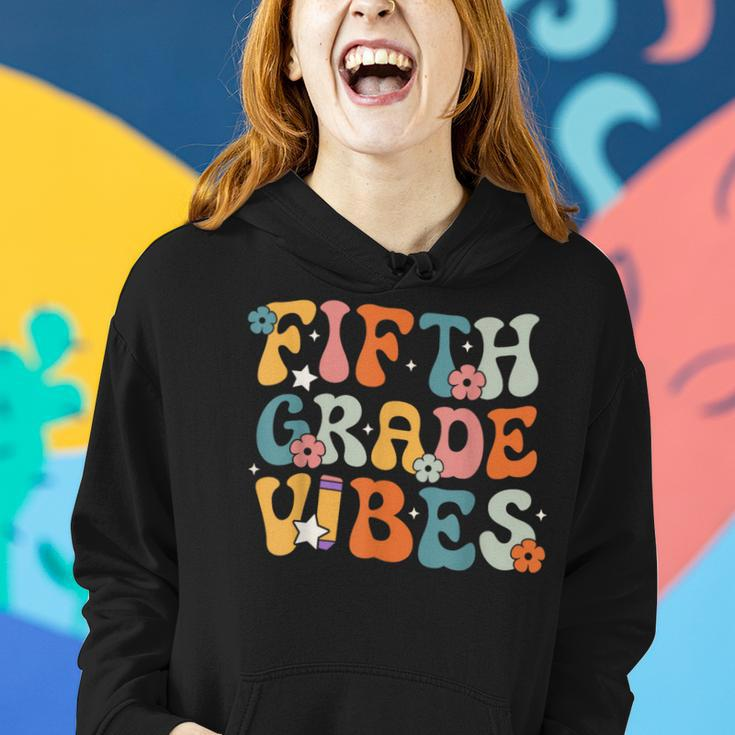 Fifth Grade Vibes Back To School Retro 5Th Grade Teachers Women Hoodie Gifts for Her