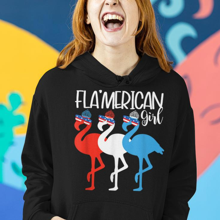 Flamerican Girls Flamingos Usa 4Th Of July Independence Day Women Hoodie Gifts for Her