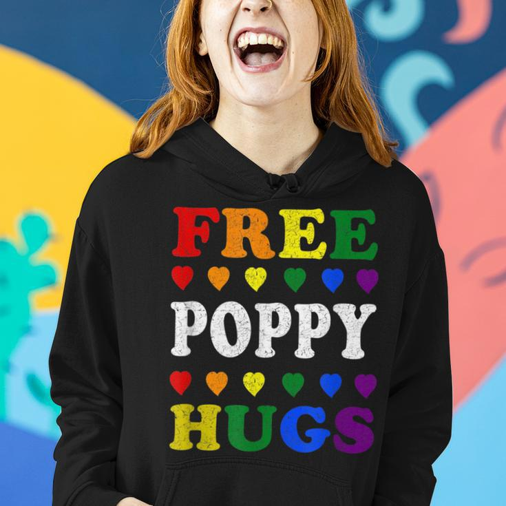Free Poppy Hugs Rainbow Heart Lgbt Pride Month Women Hoodie Gifts for Her