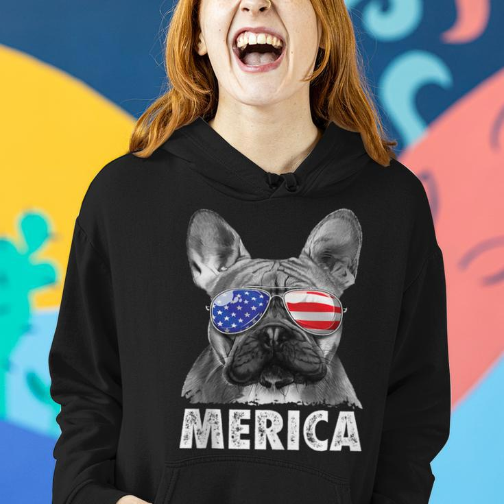 French Bulldog 4Th Of July Merica American Flag Women Hoodie Gifts for Her