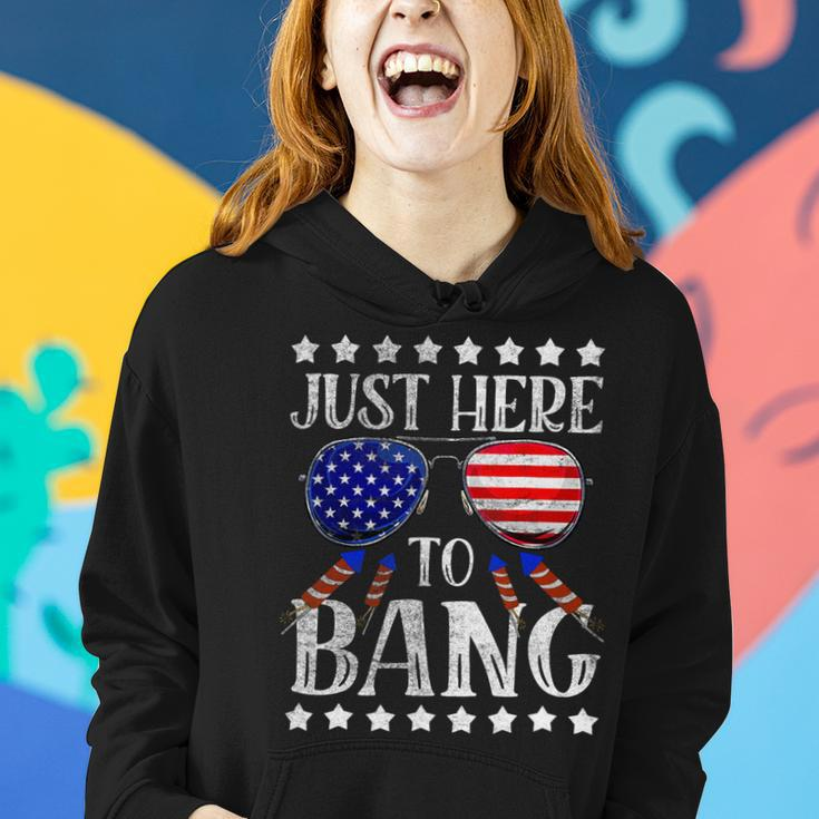Funny 4Th Of July Im Just Here To Bang Usa Flag Sunglasses Women Hoodie Gifts for Her