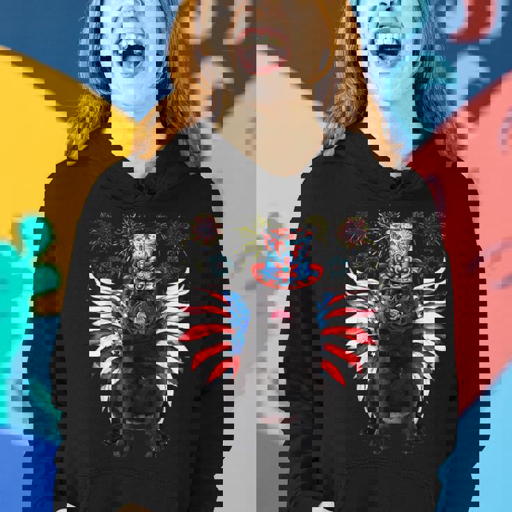 Funny Black Pug 4Th Of July Dog Usa Eagle Wing Flag Dad Mom Gifts For Mom Funny Gifts Women Hoodie Gifts for Her