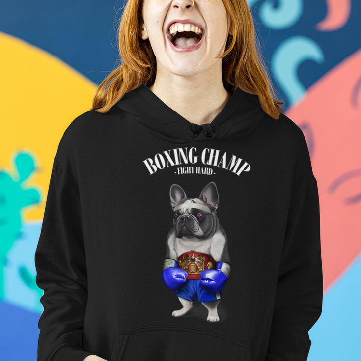 Funny Boxing Champion French Bull Dog Fighter Women Hoodie Gifts for Her