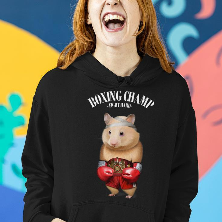 Funny Boxing Champion Hamster Fighter Women Hoodie Gifts for Her
