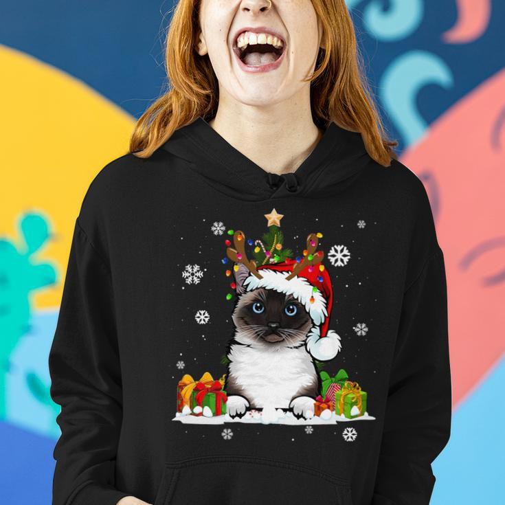 Cat Lover Cute Birman Santa Hat Ugly Christmas Sweater Women Hoodie Gifts for Her