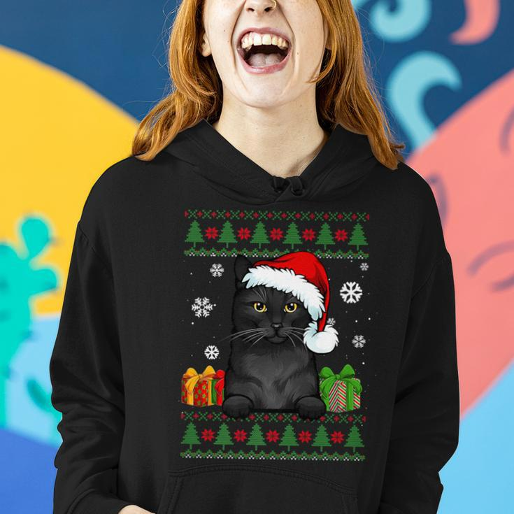 Cat Lovers Bombay Cat Santa Hat Ugly Christmas Sweater Women Hoodie Gifts for Her