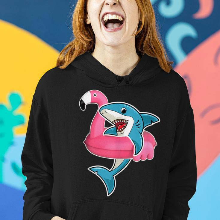 Funny Flamingo Float Summer Shark Floating Women Hoodie Gifts for Her