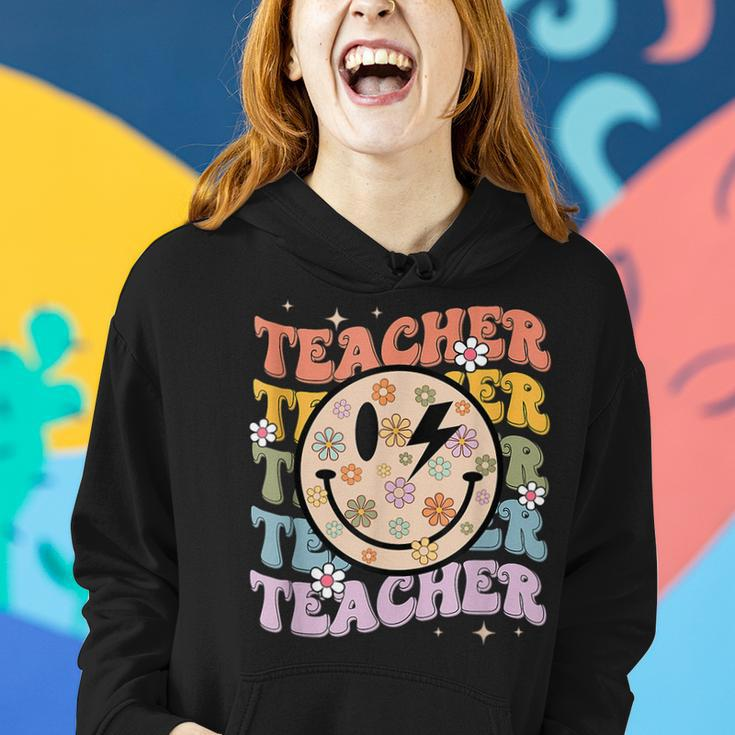 Funny Hippie Face Teacher Back To School Teachers Day  Women Hoodie Gifts for Her