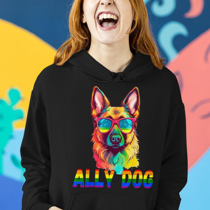 Funny Lgbt Ally Dog Rainbow Women Hoodie Gifts for Her