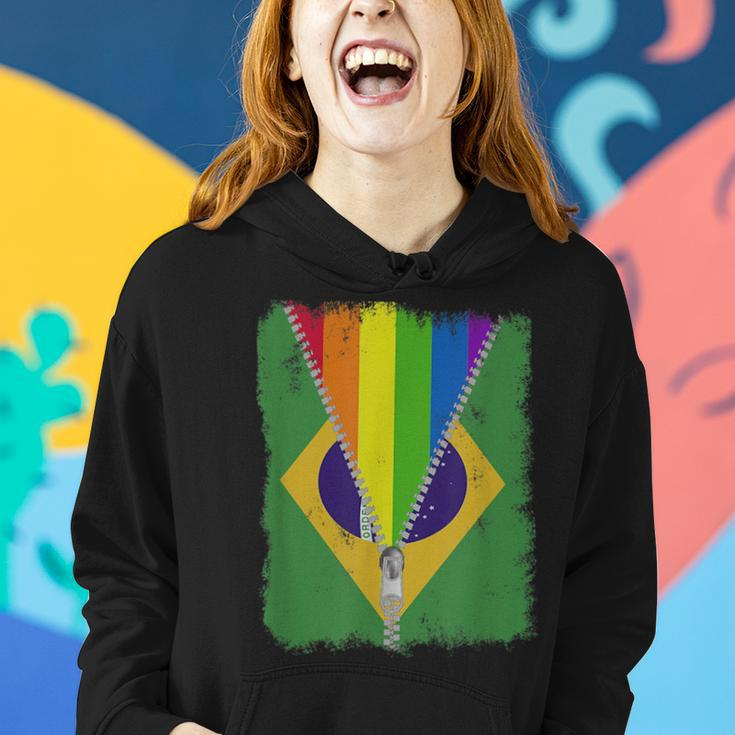 Funny Lgbt Gay Pride Rainbow Brazil Flag Brazilian Women Hoodie Gifts for Her