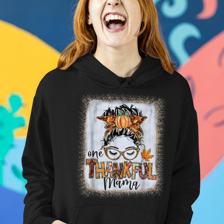 Funny Messy Bun One Thankful Mama Fall Autumn Thanksgiving Gifts For Mama Funny Gifts Women Hoodie Gifts for Her