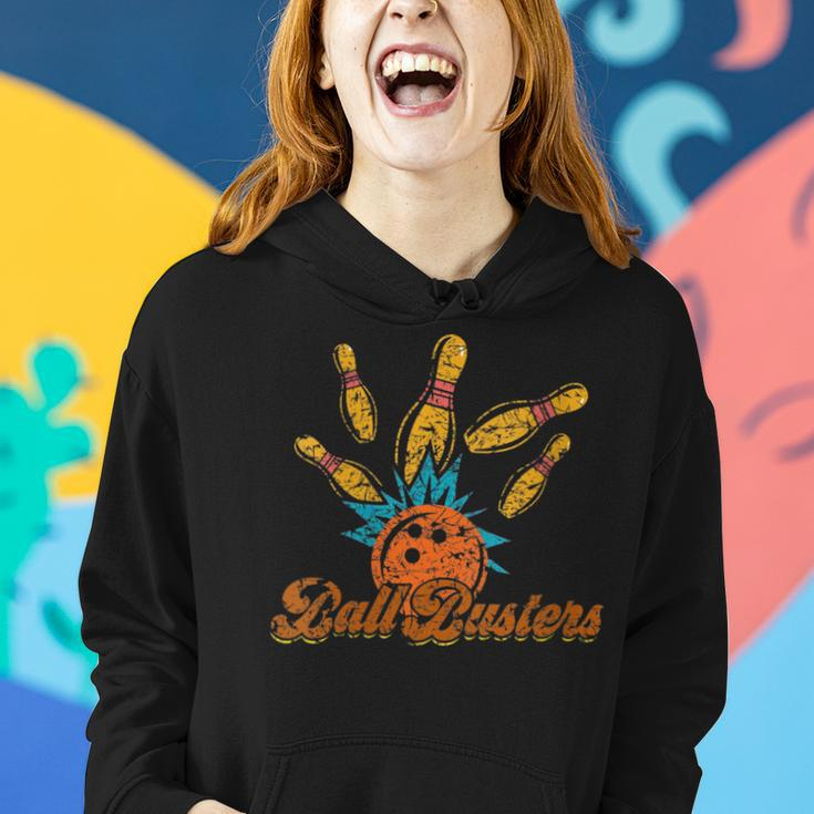 Funny Retro Bowling Team Name Ball Busters League Night Gift For Womens Women Hoodie Gifts for Her