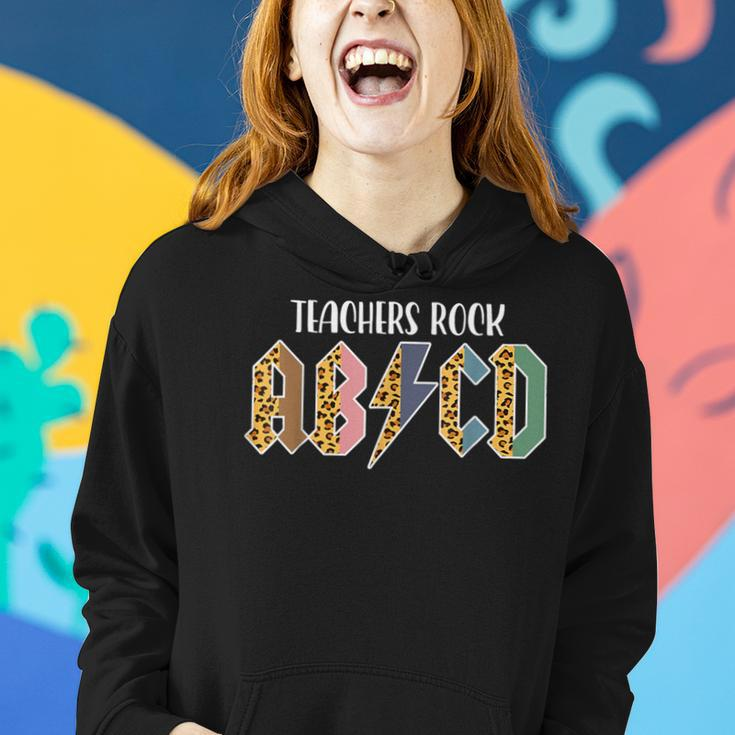 Teacher Abcd Rocks Back To School Teachers Rock Abcd Women Hoodie Gifts for Her