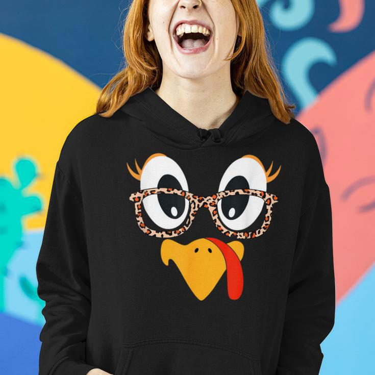 Thanksgiving Turkey Face Leopard Print Glasses Women Women Hoodie Gifts for Her