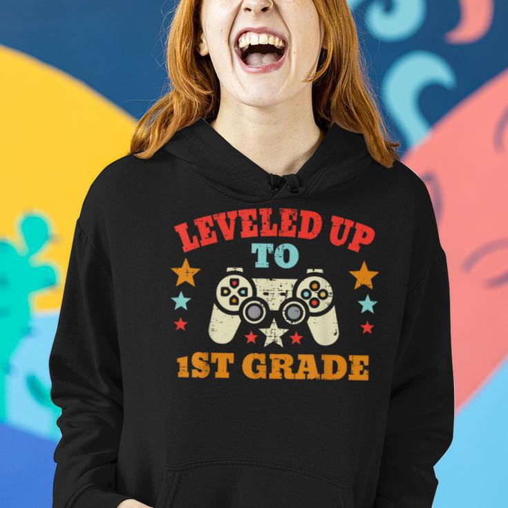 Game Leveled Up To 1St Grade First Day Of School Gamer Boys Women Hoodie Gifts for Her