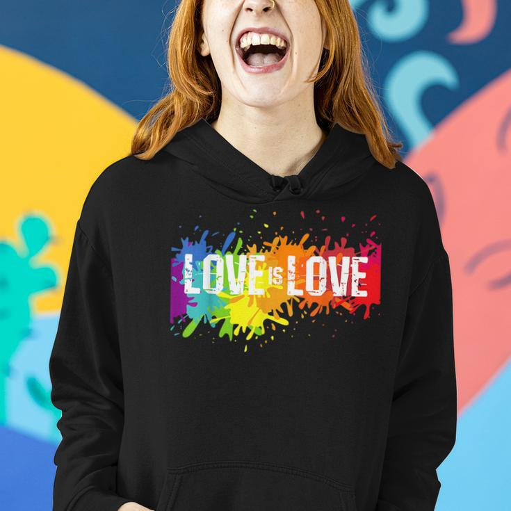 Gay Pride Love Is Love Lgbt Rainbow Flag Colors Splash Women Hoodie Gifts for Her