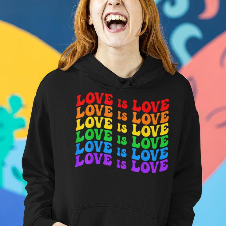 Gay Pride March Rainbow Lgbt Equality Groovy Love Is Love Women Hoodie Gifts for Her