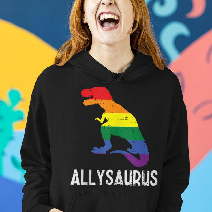 Gay Rainbow Dino Trex Ally Saurus Lgbt Flag Boys Toddler Kid Women Hoodie Gifts for Her
