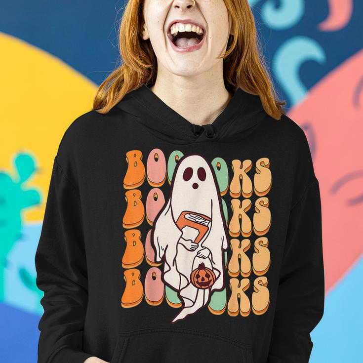 Ghost Book Reading Halloween Costume Teacher Books Lover Women Hoodie Gifts for Her