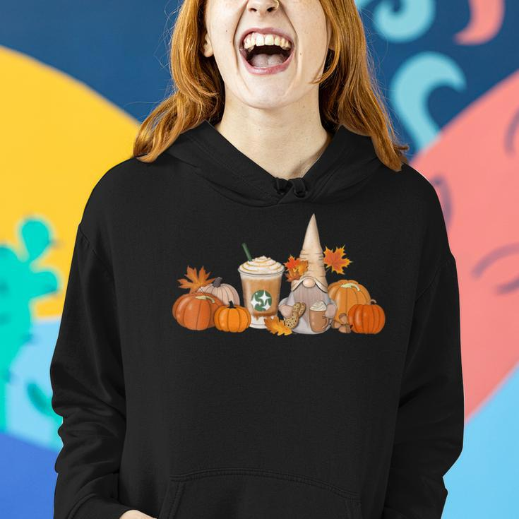 Gnome Coffee Latte Pumpkin Fall Autumn Thanksgiving Women Hoodie Gifts for Her