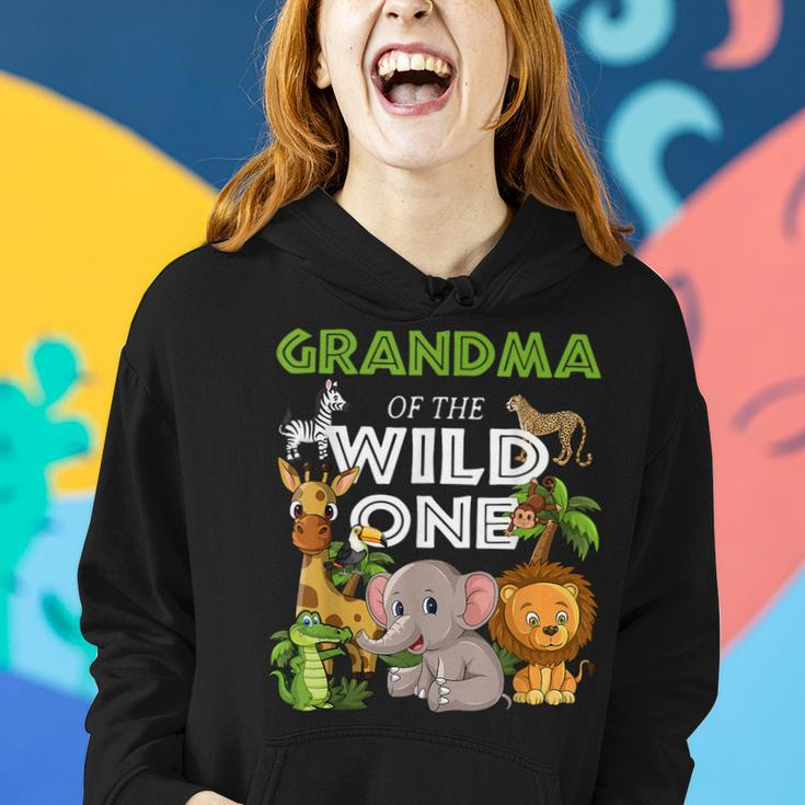 Grandma Of The Wild One Zoo Birthday 1St Safari Jungle Women Hoodie Gifts for Her