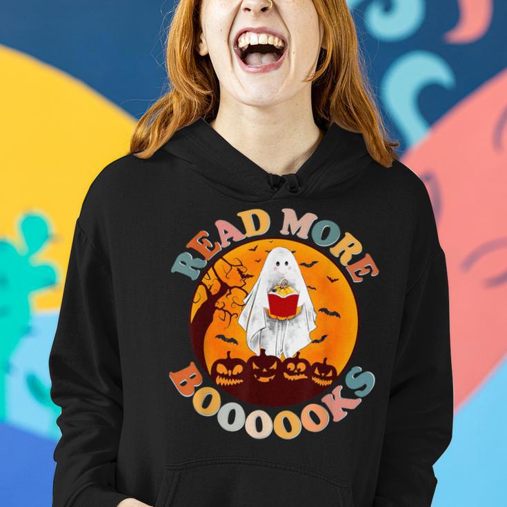 Groovy Cute Ghost Boo Read More Books Halloween Women Hoodie Gifts for Her