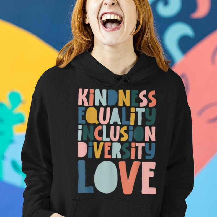 Groovy Kindness Equality Inclusion Diversity Love Teachers Women Hoodie Gifts for Her