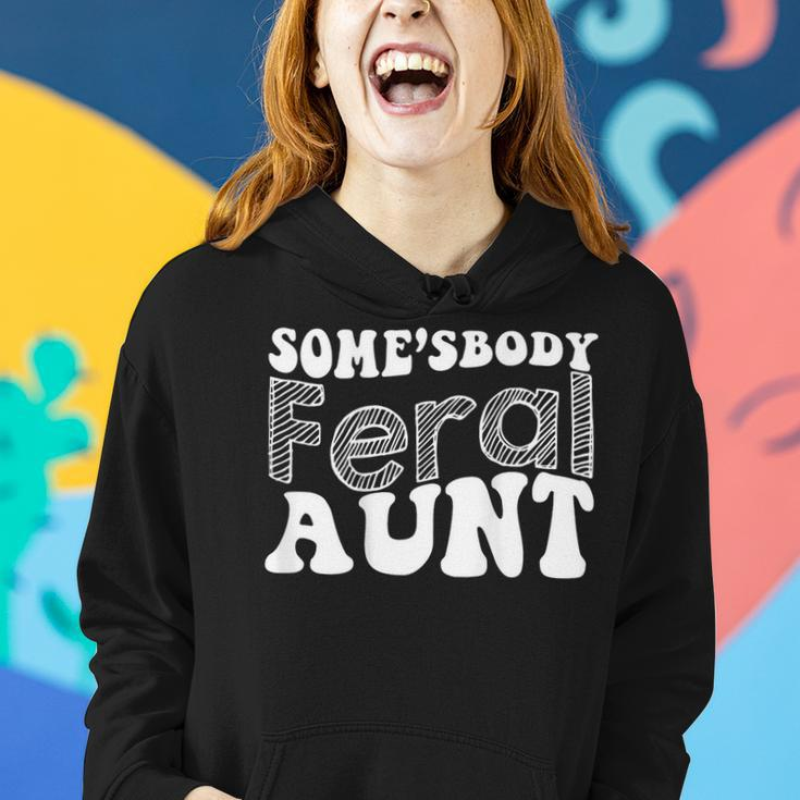 Groovy Somebodys Feral Aunt Funny Mothers Day Auntie Mothers Day Funny Gifts Women Hoodie Gifts for Her