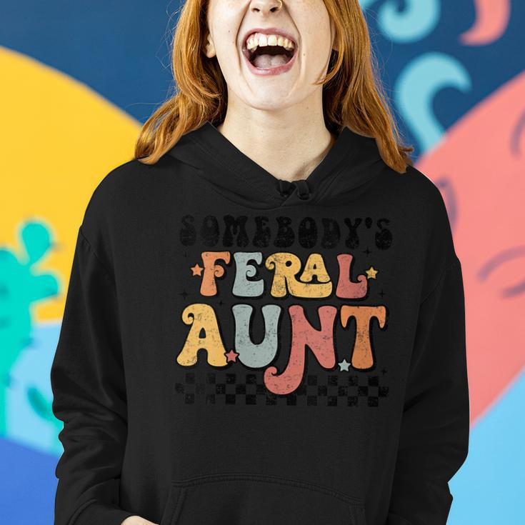 Groovy Somebodys Feral Aunt Mom Retro Funny Mothers Day Gifts For Mom Funny Gifts Women Hoodie Gifts for Her