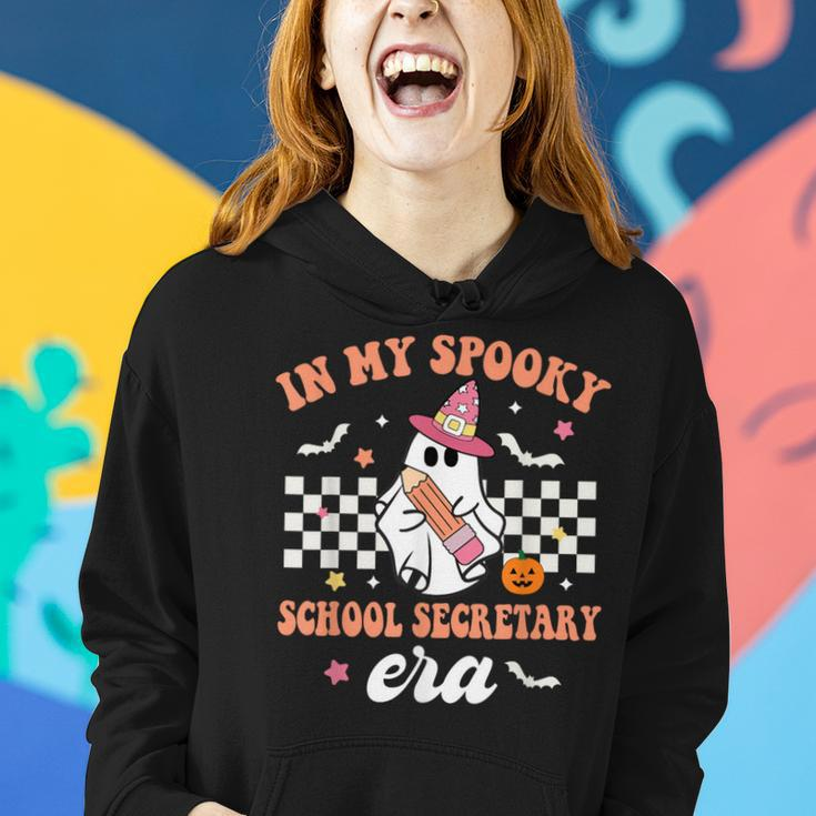Groovy In My Spooky School Secretary Era Ghost Halloween Women Hoodie Gifts for Her