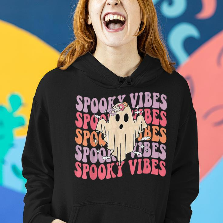 Groovy Spooky Vibes Cute Ghost Halloween Boo Costume Women Hoodie Gifts for Her